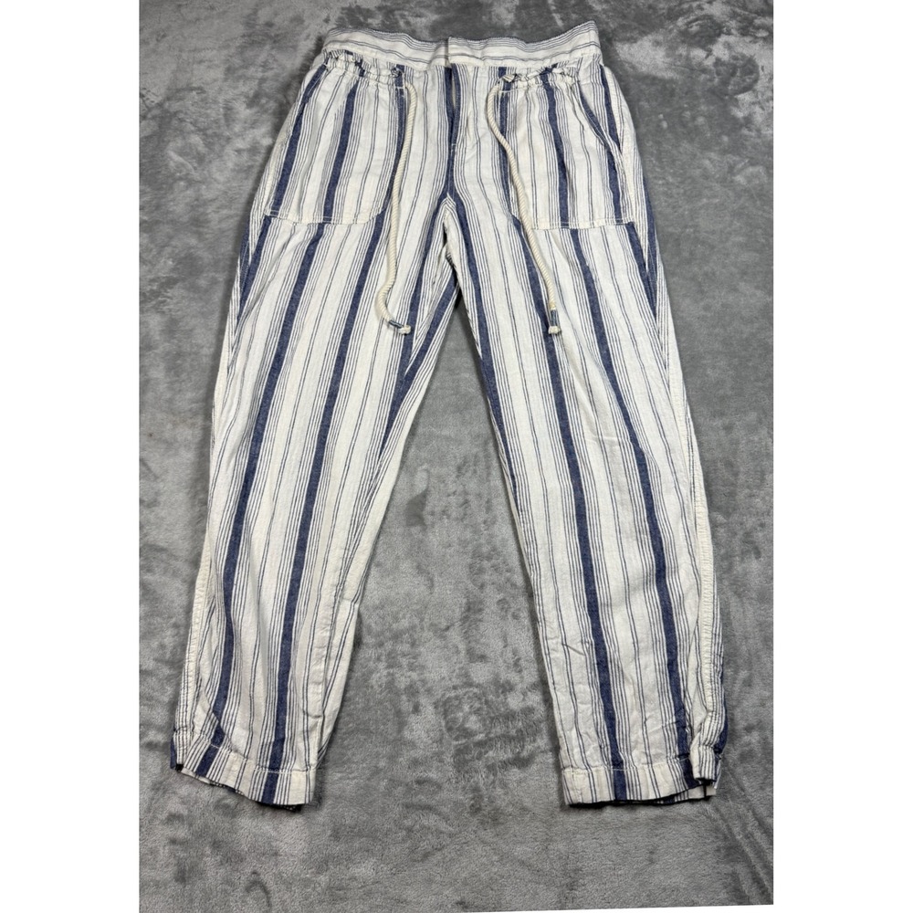Anthropologie Seashore Striped Linen Blend Drawstring Pants Size 2P - Picture 3 of 13